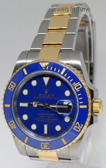 Rolex Submariner Date 18k Yellow Gold/Steel Blue Ceramic Bezel Watch 116613 845960000260