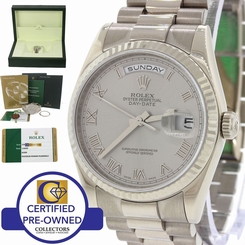 MINT Rolex Day Date 18k White Gold President Rhodium 118206 118209 Watch 2014