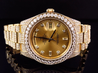 18k Mens Yellow Gold Rolex Day-Date 2 Presidential 41MM with 30 Ct VS Diamond