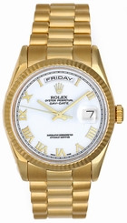 Rolex President Day-Date Men's 18k Gold Watch 118238 White Roman Dial 118238