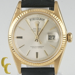 1960's Rolex President Oyster Perpetual Day-Date 18K Gold w/ Leather Band #1803