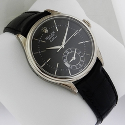 Rolex Cellini Dual Time 39mm Mens Watch WHITE GOLD 50529 Black Dial Ret: $19400
