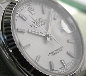MENS ROLEX DATEJUST 116234 SS/18K WG SILVER STICK DIAL FLUTED BEZEL JUBILEE NEW 845960035095