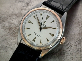 STUNNING 1947 STEEL & ROSE GOLD ROLEX OYSTER 'OVERTONE' GENTS VINTAGE WATCH