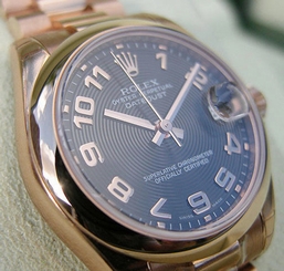 *NEW* ROLEX MIDSIZE 18K PINK GOLD BLACK CONCENTRIC ARABIC PRESIDENT #178245