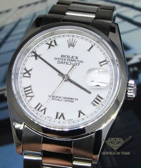 Rolex Datejust Stainless Steel White Roman Dial Automatic 36mm Mens Watch 16200