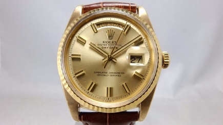 ROLEX VINTAGE 18K GOLD DAY-DATE "WIDE BOY" PRESIDENT CHRONOMETER WATCH 1803