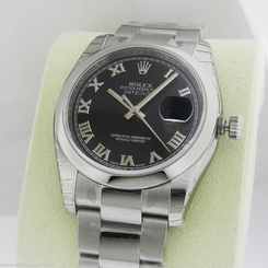 Rolex Datejust 36mm Black Roman Dial Oyster 116200 Box and Papers! Ret: $6,600
