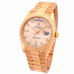 ROLEX 18K Rose Gold Day Date President Factory Diamond # 118235 Pink Warranty