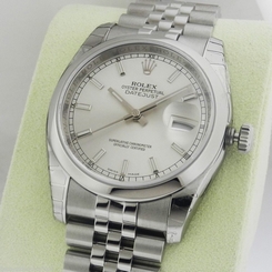 Rolex Datejust 36mm Silver Index Stick Jubilee 116200 Box and Papers Ret: $6,700
