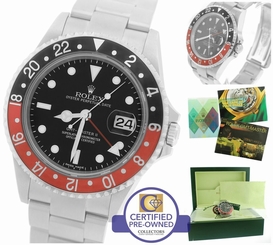 2006 Rolex GMT-Master II ERROR STICK Coke Red Black Stainless 16710 T Date Watch