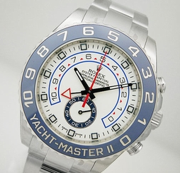 Rolex YACHTMASTER 2 116680 Mens Steel Blue Ceramic Bezel White Dial 44MM