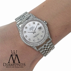 Diamond Rolex DateJust 16234 36mm Mother Of  Pearl Dial Stainless Steel Watch