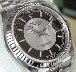 MENS ROLEX DATEJUST 116234 SS/18K WG  BLACK & SILVER "BULLSEYE" DIAL 36MM - NEW 845960035095