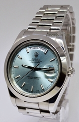Rolex Day Date II Platinum Glacier Index Dial Mens Watch & Box 218206