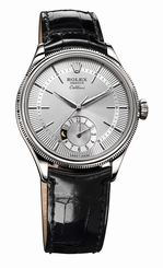 Rolex Cellini Dual Time 39mm Mens Watch WHITE GOLD 50529 Silver Dial Ret: $19400