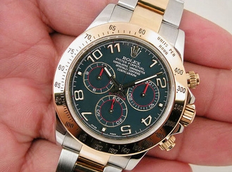 Rolex DAYTONA 116503 Mens Steel & Yellow Gold Blue Arabic Dial Red Hands