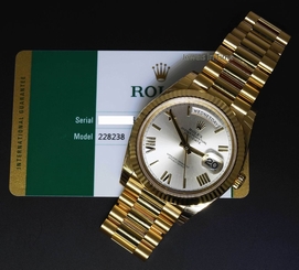 Rolex 40 Day-Date 18k Yellow Gold President Watch Box/Papers 228238 BRAND NEW