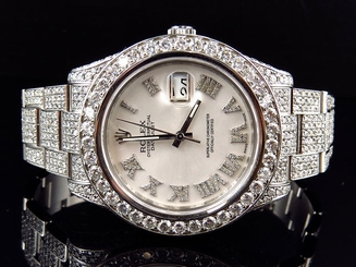 Mens 41 MM Custom Datejust II 2 Watch with 22.5 Ct Diamond and Roman Number Dial