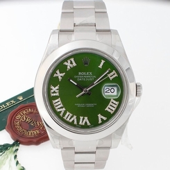 NEW Rolex Datejust II 116300 Stainless Steel with Green Roman Diamond Dial 41mm 845960034548