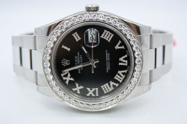 NEW ROLEX DATEJUST II 41MM STAINLESS STEEL DIAMOND ENCRUSTED WATCH REF:116300 845960034548