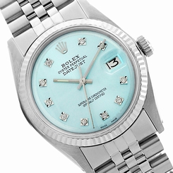 Men's Watch Rolex Datejust 16014 Steel Light Blue Dial w/ Diamond Hour Markers