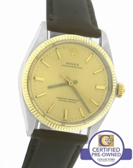 Rolex Oyster Perpetual 34mm 1005 Two-Tone 14K Yellow Gold Stainless Strap Watch