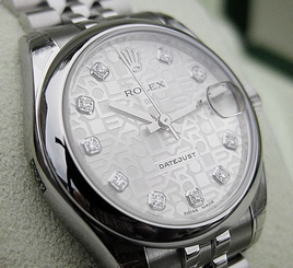 *NEW* ROLEX MIDSIZE SS SILVER JUBILEE DIAMOND DATEJUST JUBILEE MODEL #178240