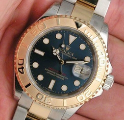 Rolex YACHTMASTER 16623 Mens Steel & 18K Yellow Gold Oyster Blue Dial 40MM