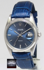 Rolex OysterDate Precision Steel Blue Dial/Strap 34mm Manual Watch 6694