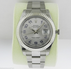ROLEX MENS DATEJUST II SILVER 18K GOLD AUTOMATIC SWISS 41mm WATCH 116334 R:$9100 683498458203