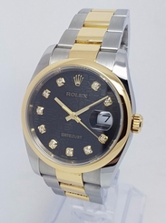 ? Rolex 116203 DateJust 18K Gold & Steel Mens 36mm Factory Diamond Watch