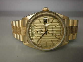 Rolex President 18078 18K Barked Factory Day/Date 36MM Auto Watch. MINT. 95%