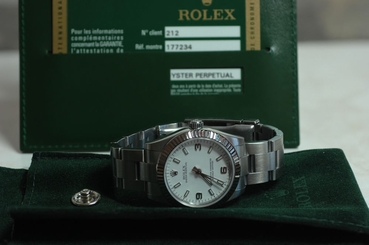Rolex 177234 MidSize 31mm Oyster Perpetual Steel/18K White Gold Bezel Papers
