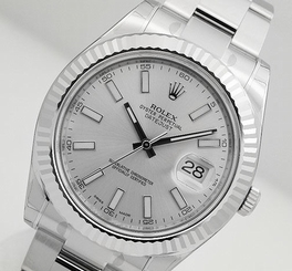 Rolex DATEJUST II 116334 Mens Steel & White Gold Oyster Silver Stick Dial 41MM