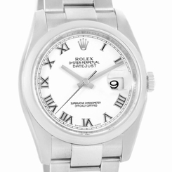 Rolex Datejust Steel White Roman Dial Oyster Bracelet Watch 116200