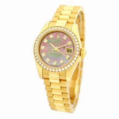 ROLEX 18K Yellow Gold Factory Diamond President Mother of Pearl 179138 Warranty