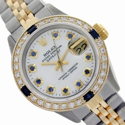 Swiss Rolex 2Tone Lady DJ White MOP Sapphire Diamond Watch Jubilee Band 69173 27543000069