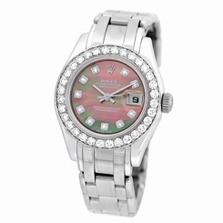 ROLEX 18K White Gold 29mm Masterpiece Pearlmaster Factory Diamond 80299 Warranty