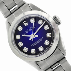 Preowned Rolex Datejust 6917 Stainless Steel with Blue Vignette Diamond Watch
