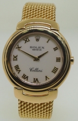  Rolex Cellini 6622 Midsize 33mm 18K Yellow Gold Jubilee Dial Mesh Band Watch