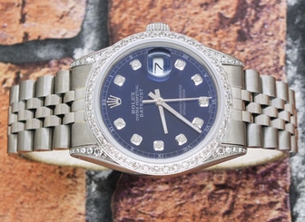 Mens Submariner Blue Diamond Dial, Bezel & Shoulders Rolex Datejust.