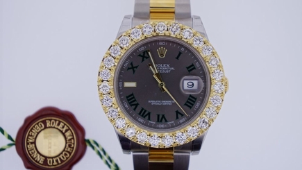 Rolex Date Just II 41mm Two Tone 18k YG & SS 6.00 Ct Diamond Bezel ASAAR DEAL 845960002370