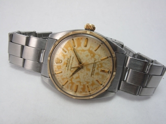 ROLEX VINTAGE TWO TONE OYSTER PERPETUAL RARE SERPICO Y LAINO DIAL REF 1004