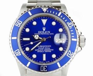  Rolex Submariner 16610 CUSTOM BLUE Bezel & Dial Stainless Steel Mens Dive Watch