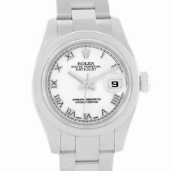Rolex Datejust White Roman Dial Oyster Bracelet Ladies Watch 179160