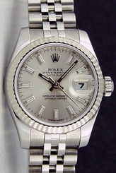 ROLEX - Ladies 26mm White Gold & SS Datejust Silver Index 179174 SANT BLANC