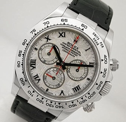 Rolex DAYTONA 116519 Mens 18K White Gold Meteorite Dial Leather Croc Strap 40MM