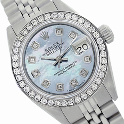 Used Rolex Lady Datejust 6917 Steel Ice Blue MOP Diamond Dial/Diamond Bezel