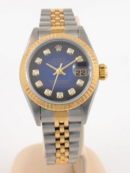 Women's Rolex Datejust - Steel & 18k Gold w/ Blue Vignette Serti Diamond Dial 27543000069